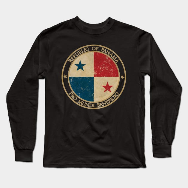 Vintage Republic of Panama USA North America United States Flag Long Sleeve T-Shirt by DragonXX